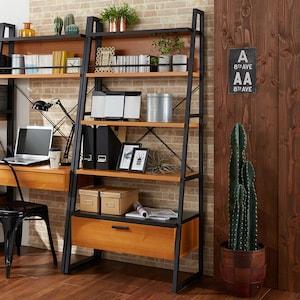 カフェ風の壁面引出し付きラックの商品写真