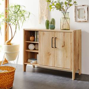 塩系インテリアに馴染むワイドキャビネットの商品写真