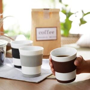 持ち手がすべりにくい磁器製コップ3個セット <250ml>の商品写真