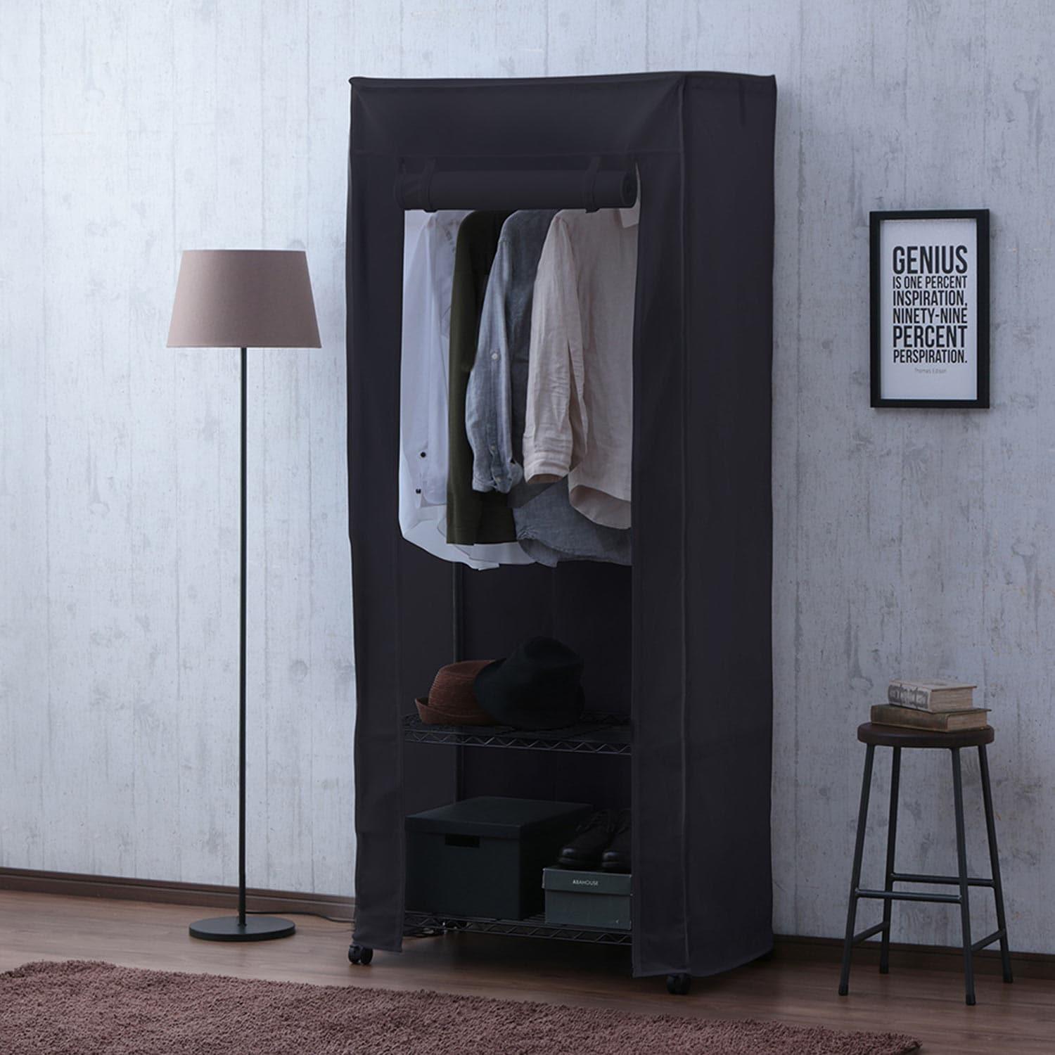 3色から選べるキャスター付きハンガーラック <幅75cm>の商品写真