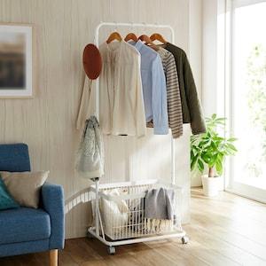 【4月28日までタイムセール】 バスケット付きハンガーラックの商品写真