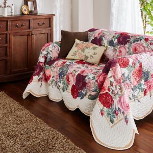 画家ルドゥーテのデザインのバラ柄マルチカバー・ソファーカバーBの商品写真
