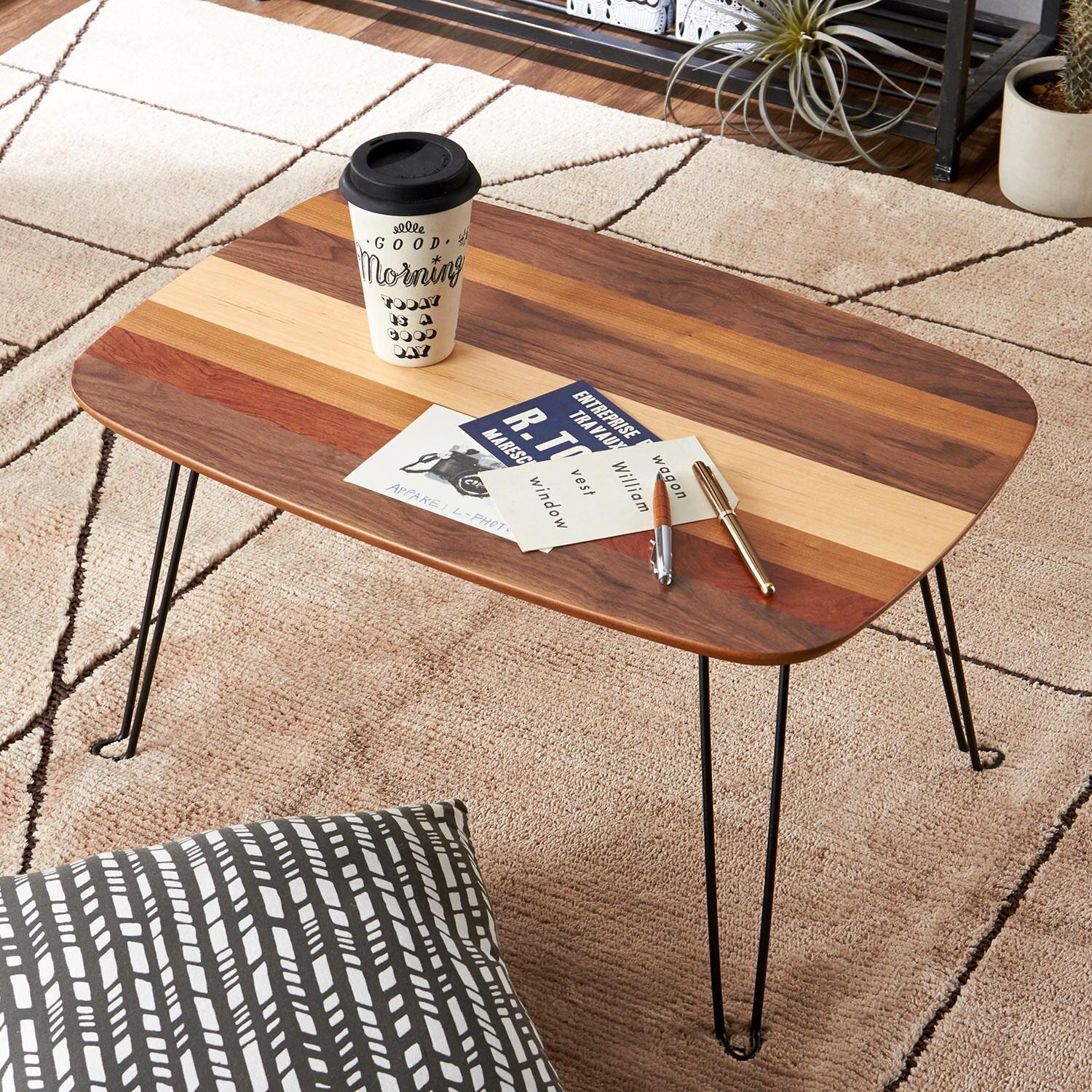 多樹種天板の折りたたみリビングローテーブルの商品写真