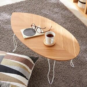 リーフ型天板の折りたたみリビングローテーブルの商品写真