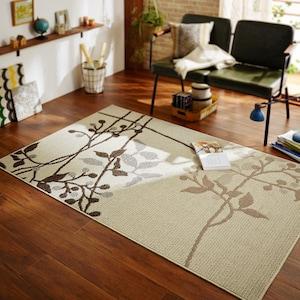 撥水・防汚・防ダニ・抗菌のリーフデザインラグの商品写真