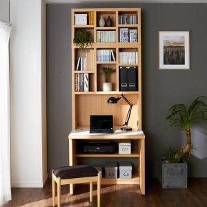 [日本製]頑丈棚板の棚付きライティングパソコンデスクの商品写真