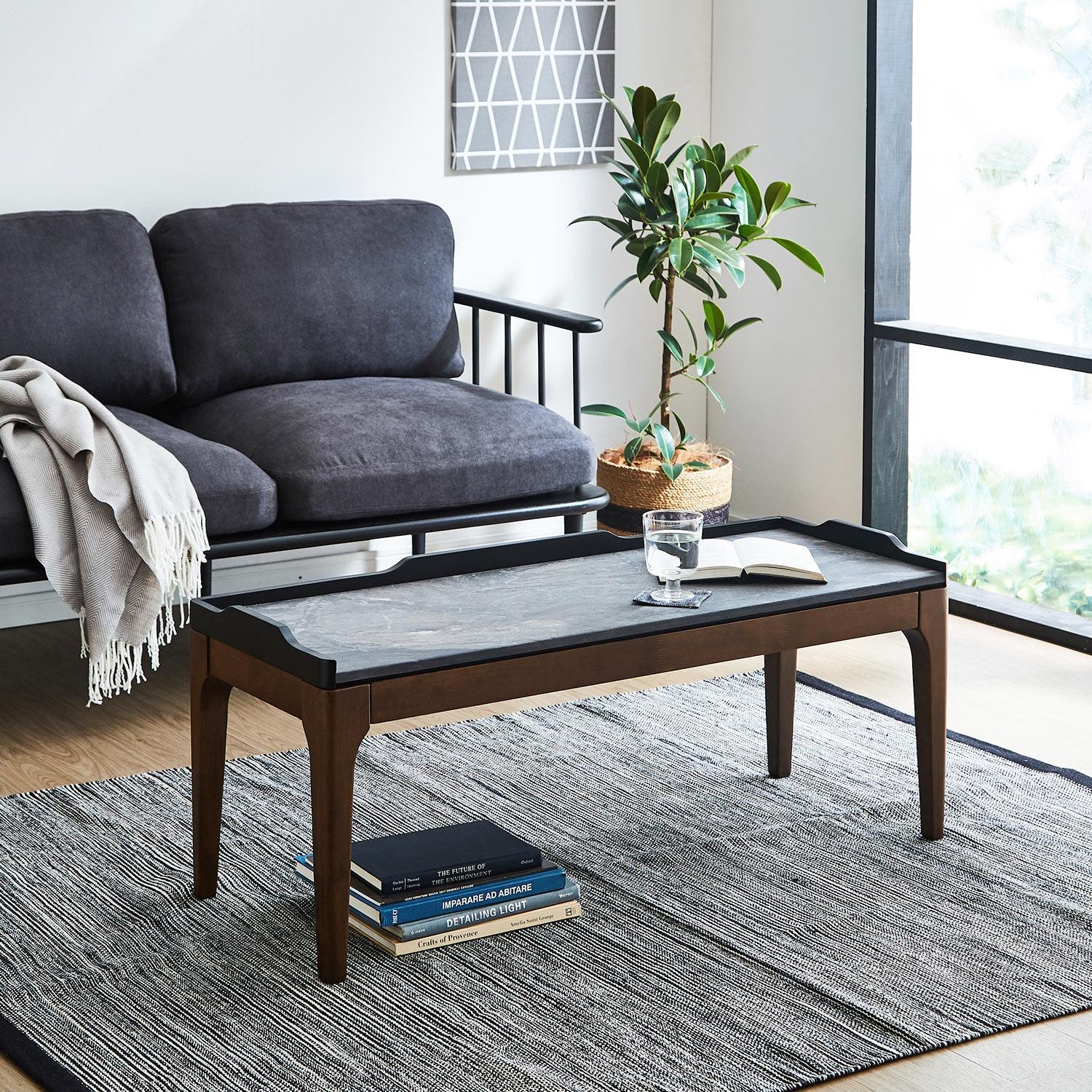 傷・水・熱に強い天然石調リビングローテーブルの商品写真