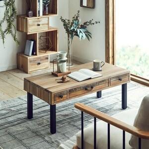 ヴィンテージ調引出し付きリビングローテーブルの商品写真