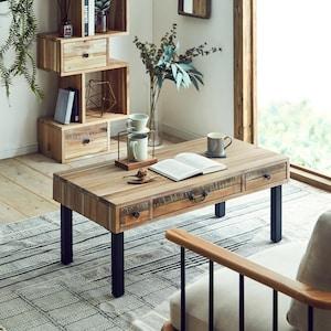 ヴィンテージ調引出し付きリビングローテーブルの商品写真