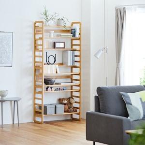 【5月6日までタイムセール】 ビーチ材のディスプレイしやすいダブル棚板ラックの商品写真