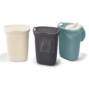 ニットのような編み目のランドリーバスケット(57リットル)の商品写真