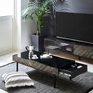 ガラス天板の引出し付きモダンリビングローテーブル[日本製]の商品写真