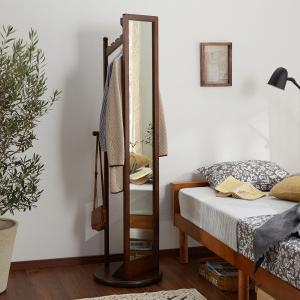 ハンガーラック付き回転スタンドミラーの商品写真