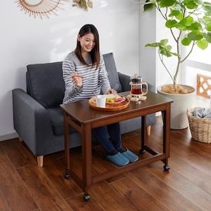 ソファー前で作業しやすいキャスター付き折りたたみテーブル 【パソコンデスクとしても】の商品写真