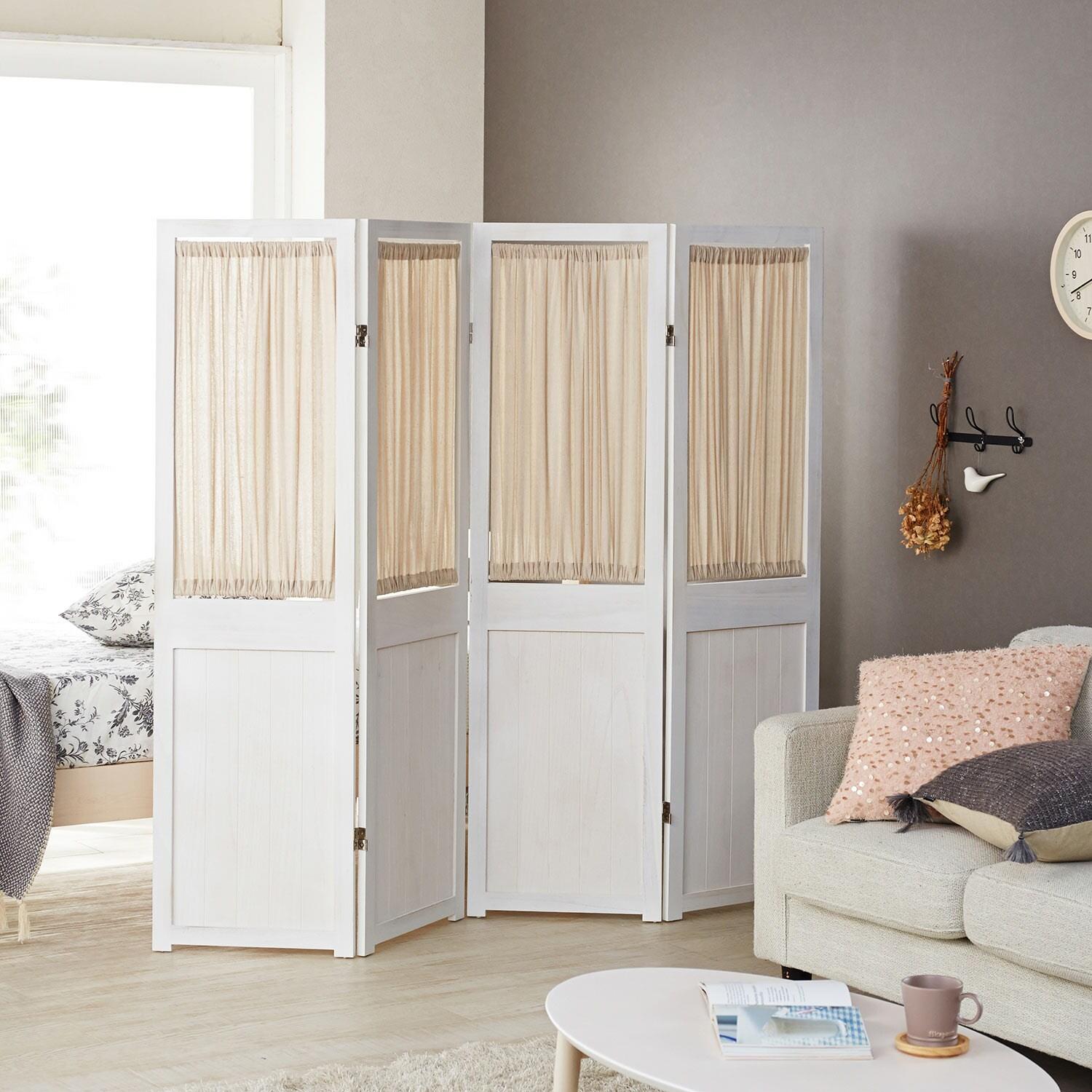 カーテン付きホワイト間仕切りパーテーションの商品写真