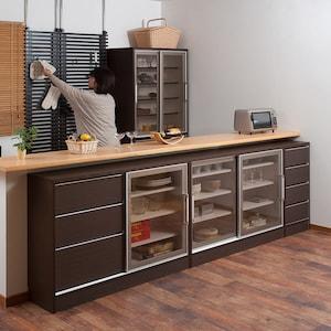 スタイリッシュデザインのカウンター下収納 【パソコンデスクとしても】の商品写真