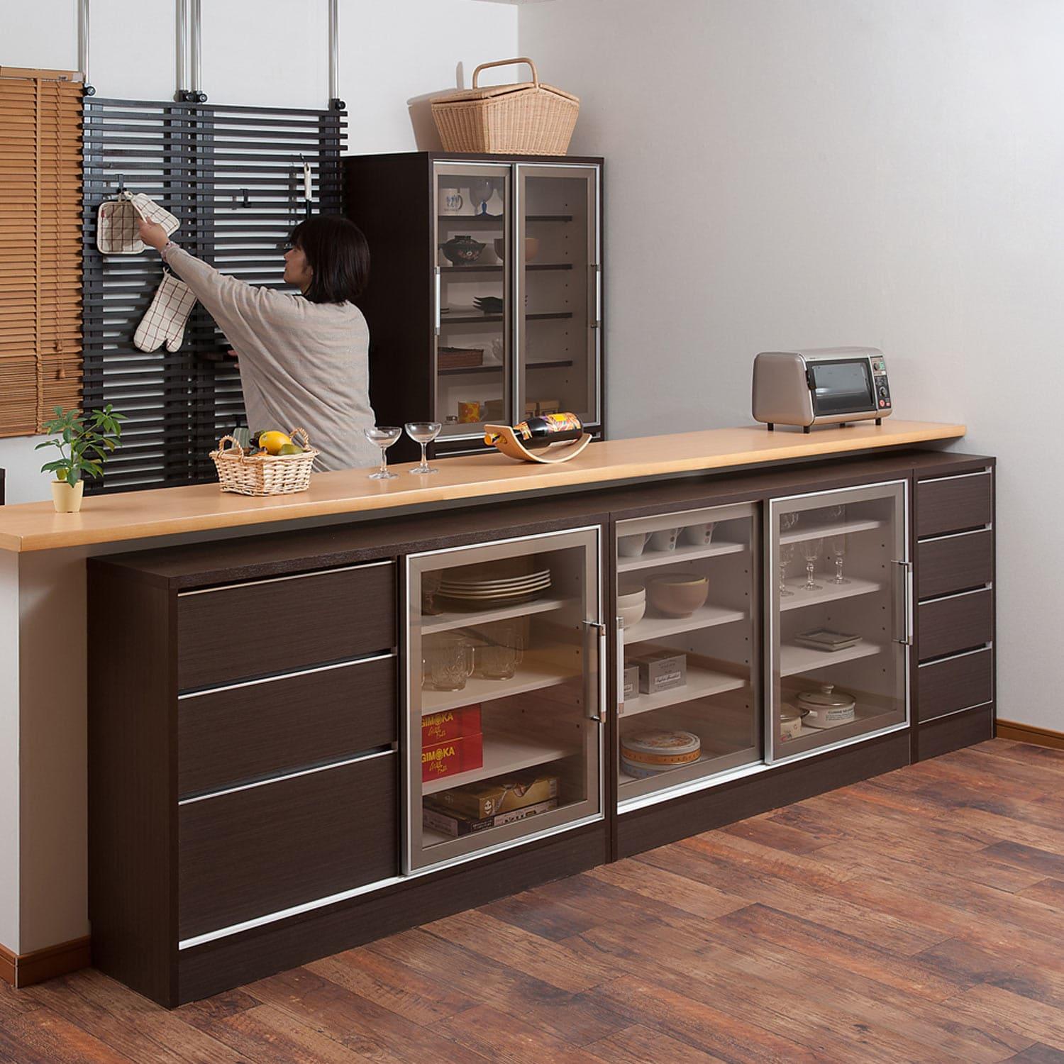 スタイリッシュデザインのカウンター下収納 【パソコンデスクとしても】の商品写真