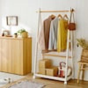 【超特価商品】 天然木のキャスター付きハンガーラック <幅85cm>の商品写真