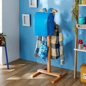 ランドセルやリュックが掛けられる!天然木のポールハンガーの商品写真