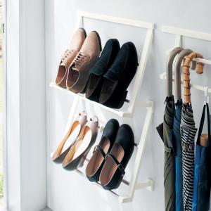 【専用パーツ必要】 壁を傷つけずに取り付けられる浮かせるシューズラック2個セットの商品写真