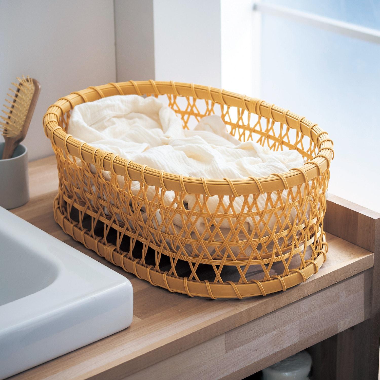 【タイムセール】 洗える竹細工風収納かごの商品写真