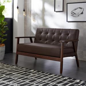 【超特価商品】木フレームの合皮ソファー <2人掛け>の商品写真