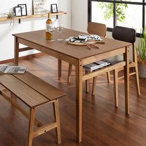 オーク材の棚付きスッキリダイニングテーブルの商品写真