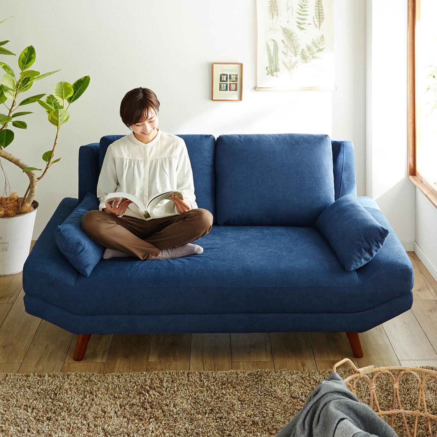 クッション2個付き!あぐらがかけるソファー <2人掛け>の商品写真