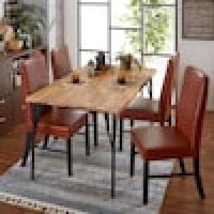 天然木天板のスチール脚ダイニングテーブルとハイバック合皮チェアのシリーズ <4人用>の商品写真