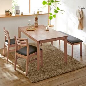 木感の強いオーク材を贅沢に使用したダイニングテーブルセット(4点セット) <4人用>の商品写真