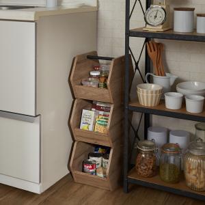 スッキリ置ける!塩系インテリアに馴染むスタッキング収納ボックス3個セットの商品写真