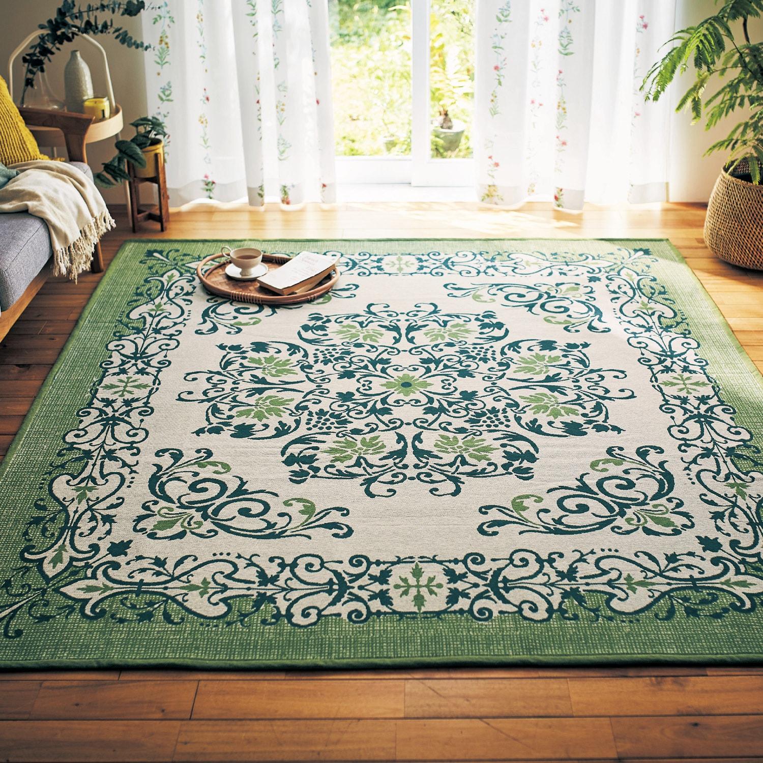 綿素材のジャカード織すべりにくいラグの商品写真