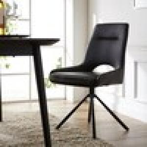 合皮の回転式モダンダイニングチェア2脚セットの商品写真