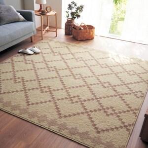 ニット風デザインのウール混ラグ[日本製]の商品写真