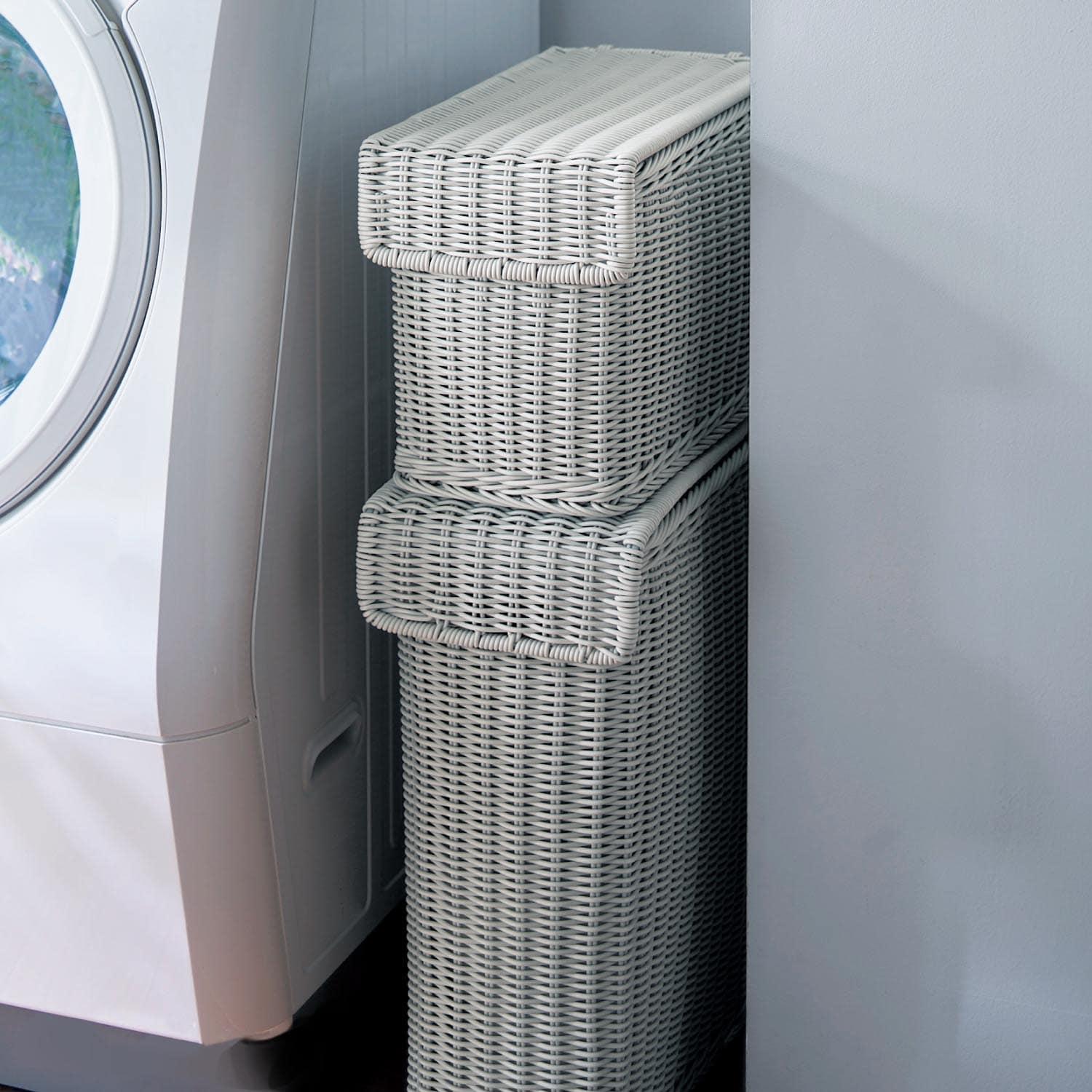 【タイムセール】 隙間に置ける&洗えるラタン調ランドリーボックス <レギュラー/ハーフ>の商品写真