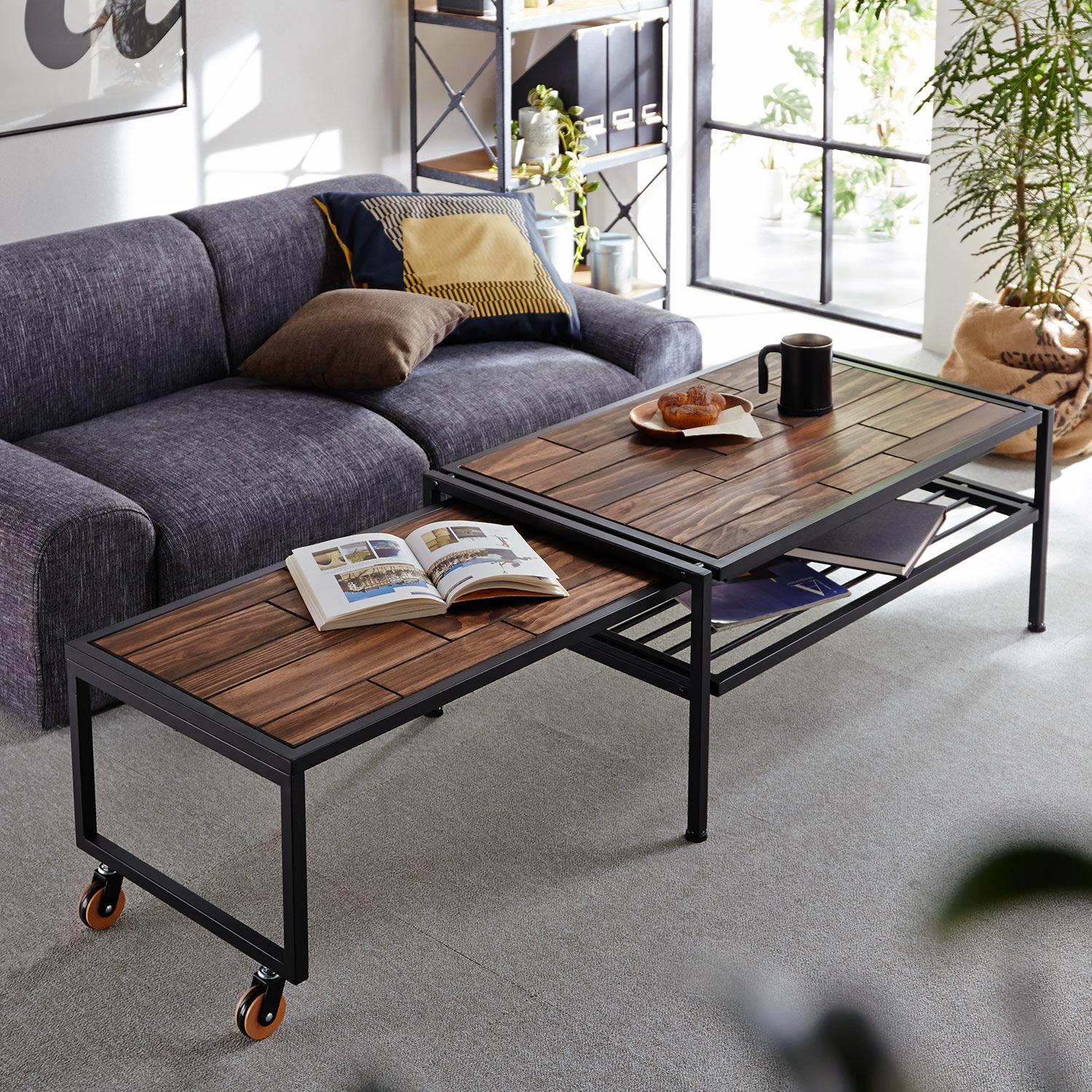 ヴィンテージ調伸長式リビングローテーブルの商品写真