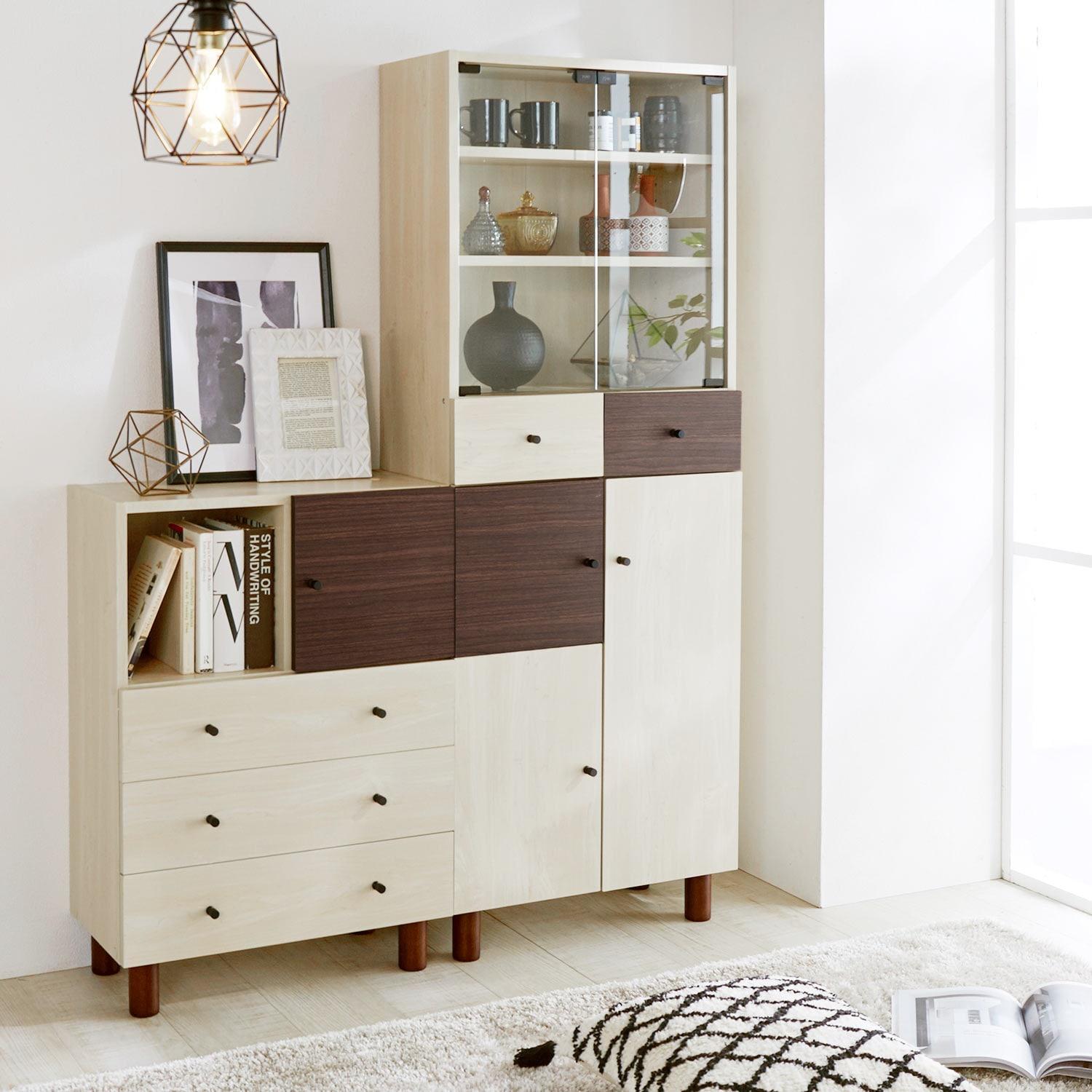 シリーズでスタッキングできる!ツートンキャビネットの商品写真