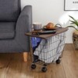 アイアンフレームのキャスター&ふた付きバスケットの商品写真