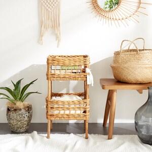 ラタンの2段バスケット <幅34cm>の商品写真