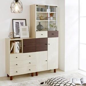 シリーズでスタッキングできる!ツートンラック付きチェストの商品写真