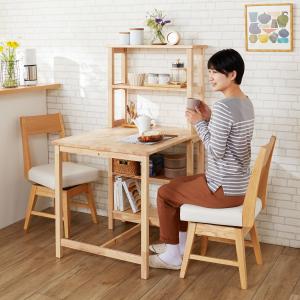 天然木のラック付きダイニングテーブル <2人用>の商品写真