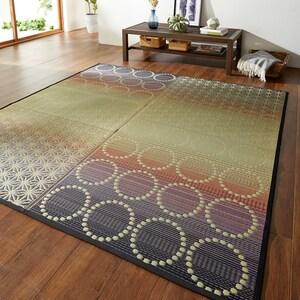 すべりにくい加工をほどこした浴衣風デザインい草ラグの商品写真