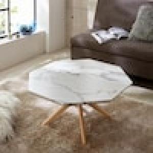 大理石調天板の八角リビングローテーブルの商品写真