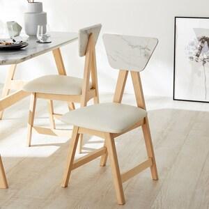 大理石調背もたれのダイニングチェア2脚セットの商品写真