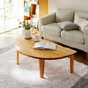 【受注生産】国産ひのきの折りたたみ半円リビングローテーブル(幅120cm)の商品写真