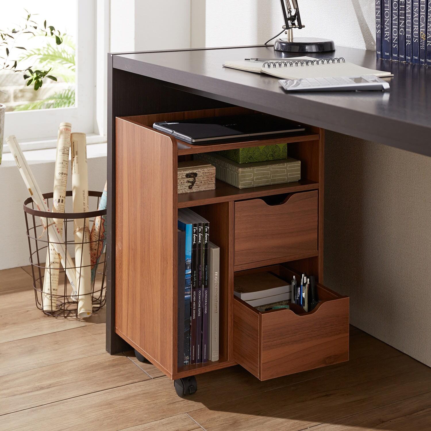 小分けに収納できるデスク下ワゴンの商品写真