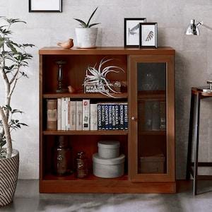 [日本製]ガラス扉収納付きオープンラックの商品写真