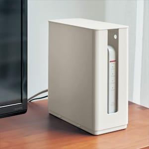 重ねられるスリム蓋付きルーター収納ケースの商品写真