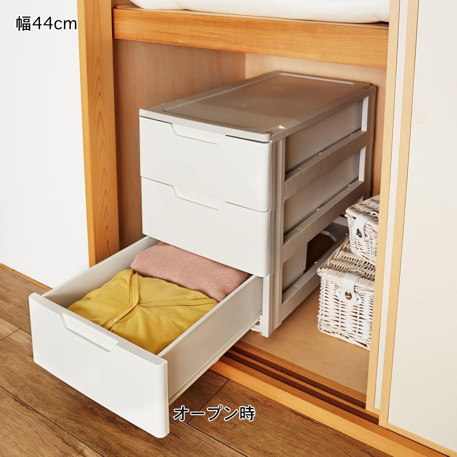 キャスター付き押入れ3段チェスト <奥行74cm>の商品写真