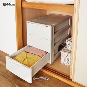 キャスター付き押入れ3段チェスト <奥行74cm>の商品写真